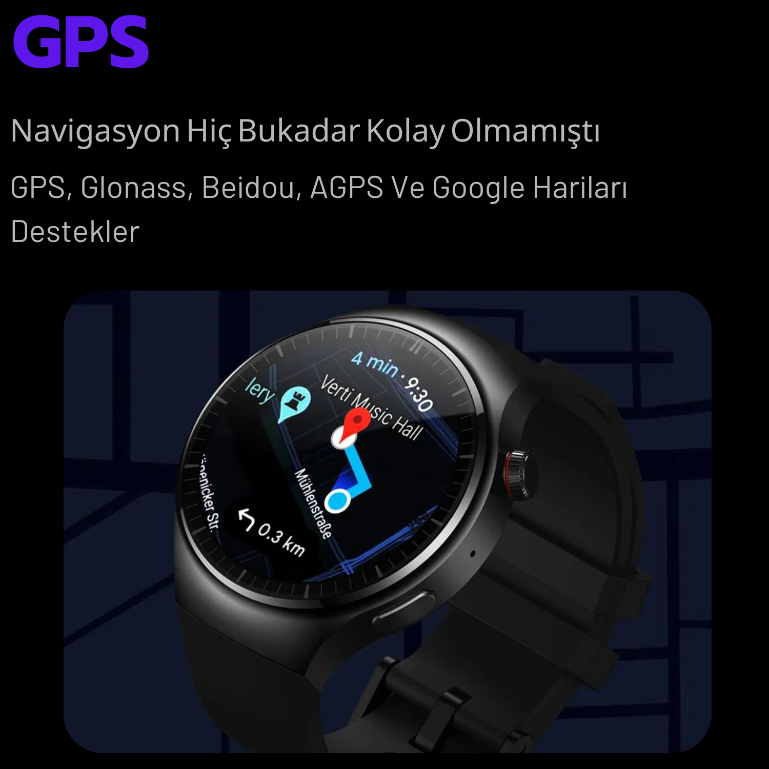 Watch N61 Akıllı Saat SIM Kartlı Kameralı 64GB, GPS,WiFi,Play Store Çocuk iPhone Huawei Uyumlu 8,9,10