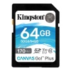 Kingston SDG3-64GB 64GB SDXC Canvas Go Plus 170R C10 UHS-I U3 V30 Hafıza Kartı