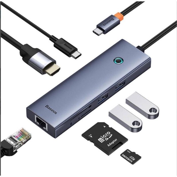 BASEUS ULTRAJOY 7IN1 HUB GİRİŞ:TYPE-C , ÇIKIŞ:USB X2,TYPE-C X1,HDMI X1,ETH RJ45 X1,MICROSD X1,SDX1 B00052805813-00