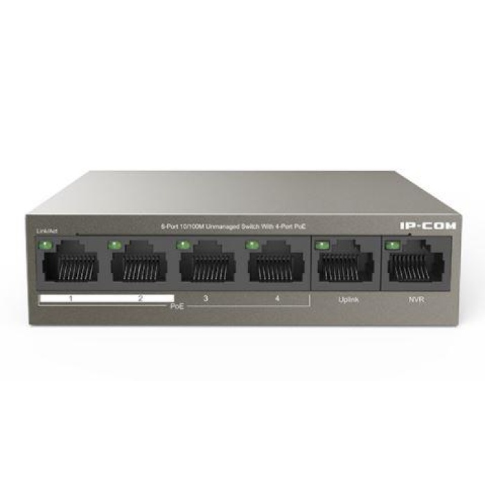 IP-COM F1106P-4-63W 4 PORT 10/100+2X10/100 UPLINK METAL KASA 58W POE SWITCH