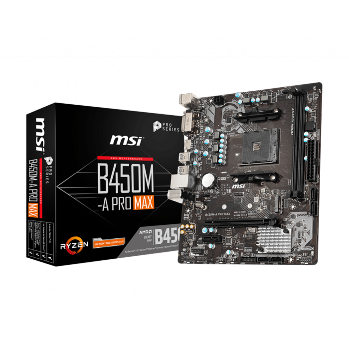 MSI B450M-A PRO MAX DDR4 3466MHZ 1XHDMI 1XDVI M.2 MATX AM4 (1.,2.,3. NESİL AMD UYUMLU)