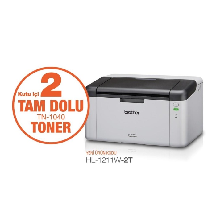 BROTHER HL-1211W-2T MONO LAZER YAZICI/WIFI (2 TAM DOLU TONER)