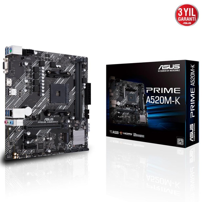 ASUS PRIME A520M-K DDR4 4600MHZ 1XVGA 1XHDMI 1XM.2 USB 3.2 MATX AM4 (AMD AM4 5000/4000 G/3000 SERİSİ İLE UYUMLU)