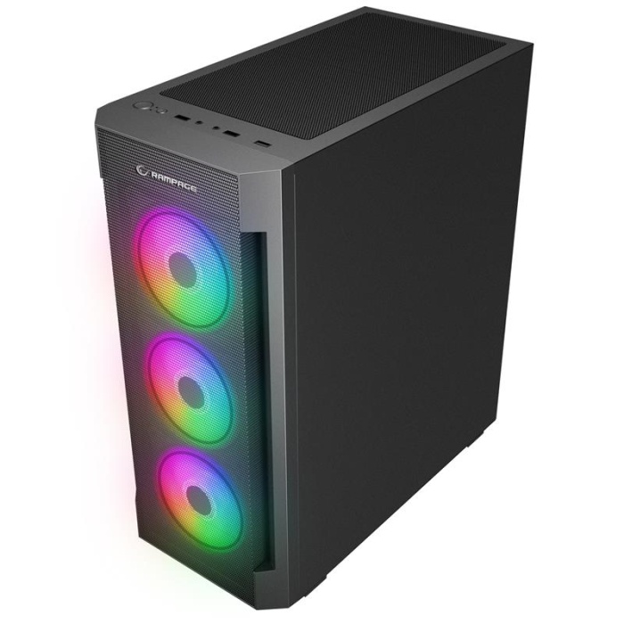 RAMPAGE VIGILANT MESH 650W 80+ BRONZE SİYAH TEMPERLİ CAMLI 4X120MM RGB FAN ATX MIDI TOWER GAMING KASA