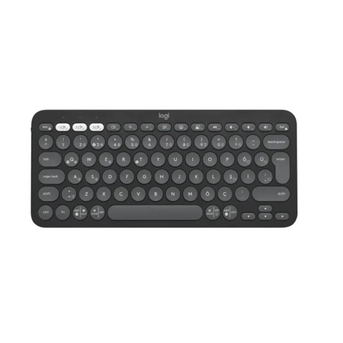 LOGITECH K380S PEBBLE KEYS 2 ÇOKLU CİHAZ ÖZELLİKLİ BLUETOOTH TÜRKÇE Q KLAVYE GRİ 920-011859