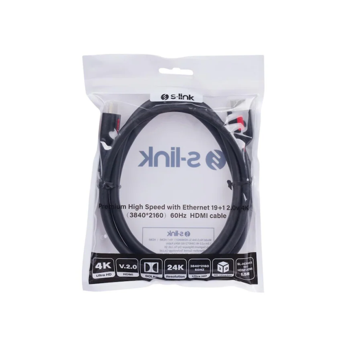 S-LINK SL-HDM4K011 19+1 HDMI TO HDMI 1,5M V2.0 4K 60HZ KABLO