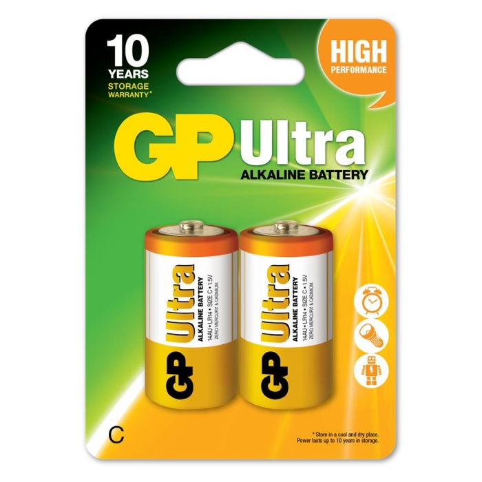 GP LR14 Orta Boy Ultra Alkalin Pil 2li Paket GP14AU-U2 C Boy