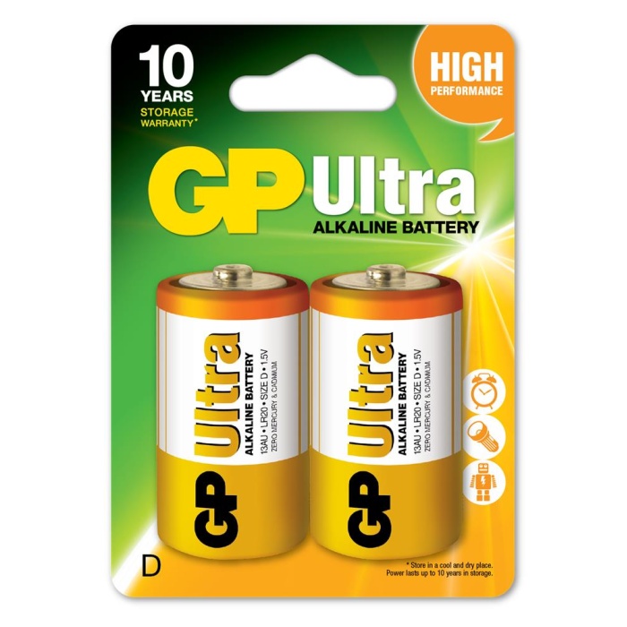 GP LR20 Büyük Boy Ultra Alkalin Pil 2li Paket GP13AU-U2 D Boy