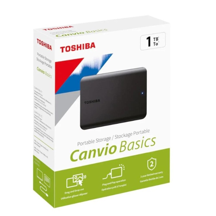 Toshiba 1TB Canvio Basic 2.5 Gen1 Siyah HDTB510EK3AA Harici Harddisk -YENİ-