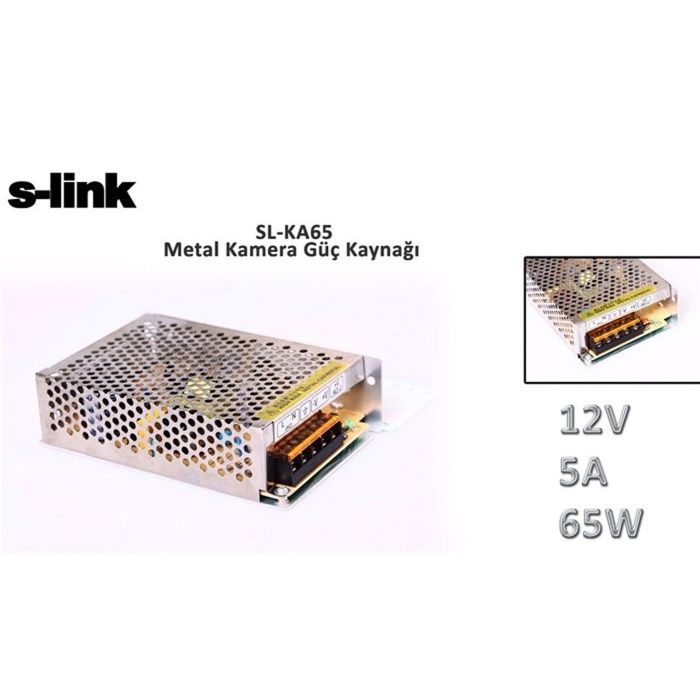 S-link SL-KA65 12V 5A 65W Metal Kamera Güç Kaynağı