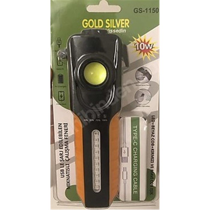 Gold Silver GS-1150 Mıknatıslı Powerbanklı Fener