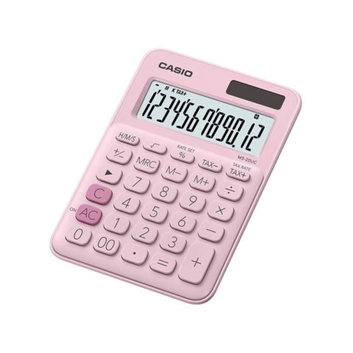 Casio MS-20UC-PK 12 Hane Açık Pembe Masa Üstü Hesap Makinesi