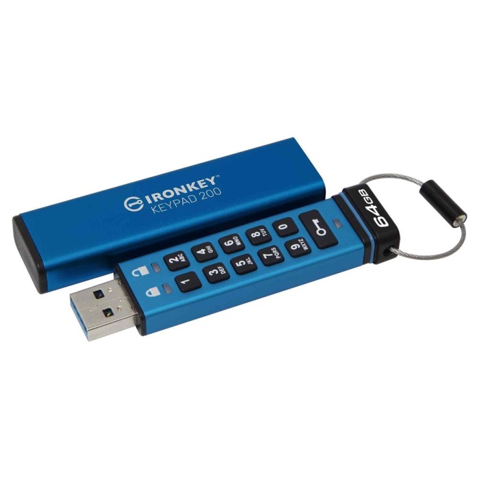 Kingston IKKP200-64GB 64GB IronKey Keypad 200, FIPS 140-3 Lvl 3 (Pending) Flash Bellek