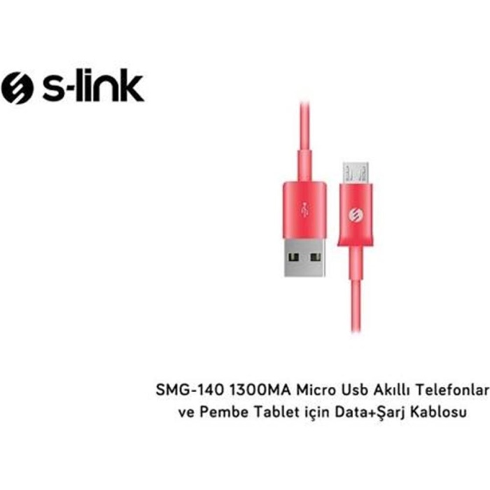 S-link SMG-140 1.3a Micro Usb pembe Data+Şarj Kablosu