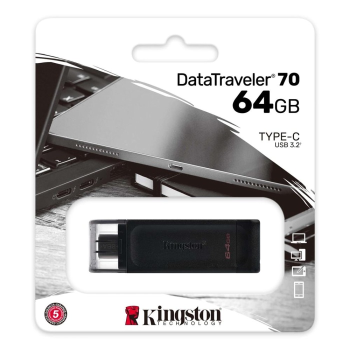 Kingston DT70 64GB USB-C 3.2 Gen 1 Type-C Flash Bellek