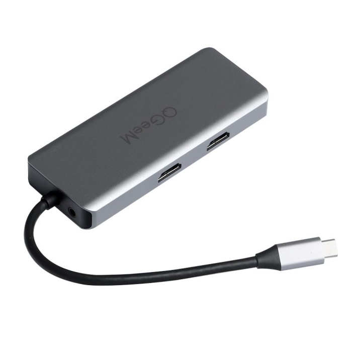 Qgeem QG-UH09 USB 3.0 Type C 9in1 2xHDMI-VGA-TF SD Kart Okuyucu-USB 3.0-USB 2.0 Hub