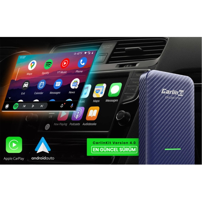 Carlinkit CPC200-CP2A 4.0 CP2A 2 in 1 Android Oto & Apple CarPlay Kablosuz Wireless Adaptör