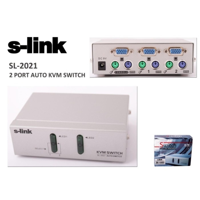 S-link SL-2021 2pc-1mn vga+ps-2 Manuel Kablolu Kvm Switch