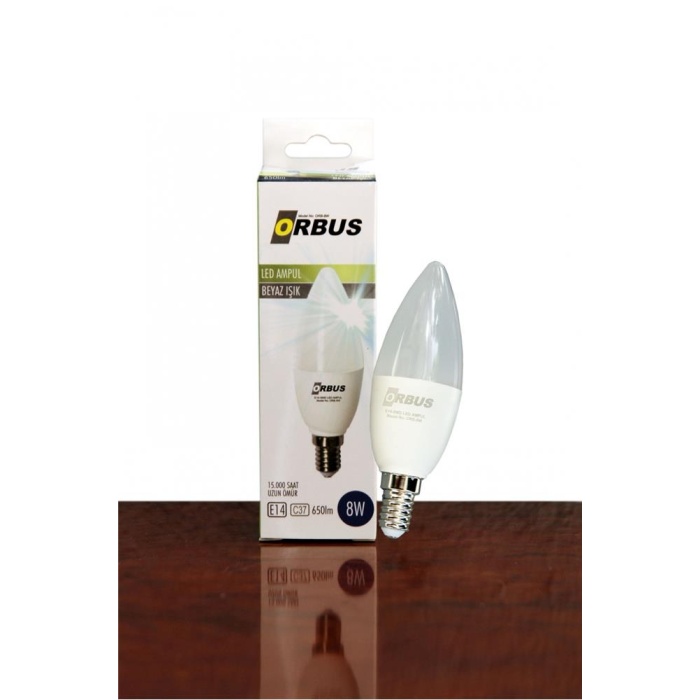 Orbus ORB-8W 8W E14 C37 650Lm 6500K Beyaz Işık Ra70 220-240V-50Hz