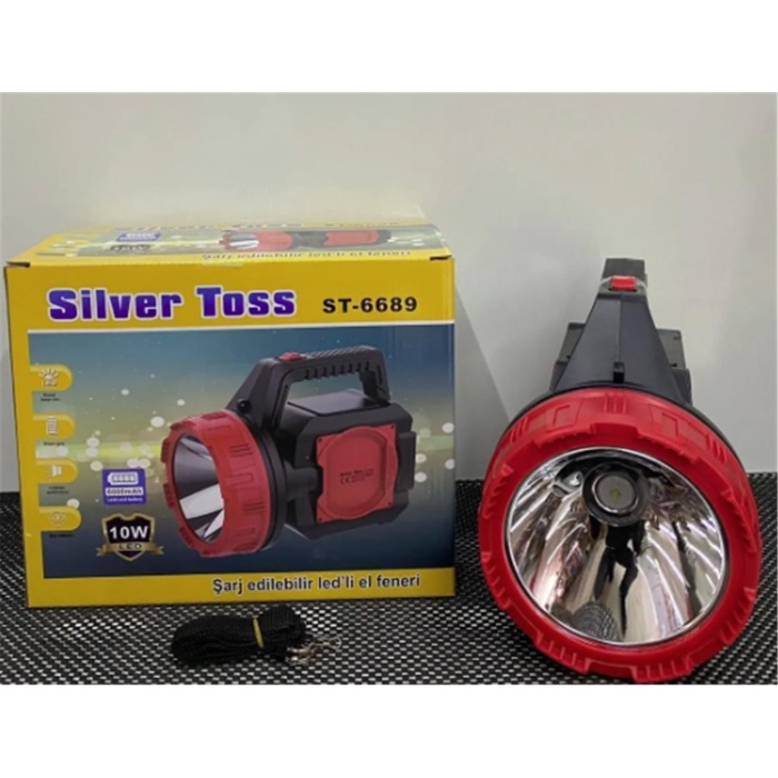 Silver Toss ST-6689 10W Led Projektör Şarj Edilebilir El Feneri