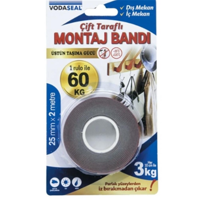 Vodaseal Çift Taraflı Montaj Mantı (Her 10cm 3Kg Taşır)