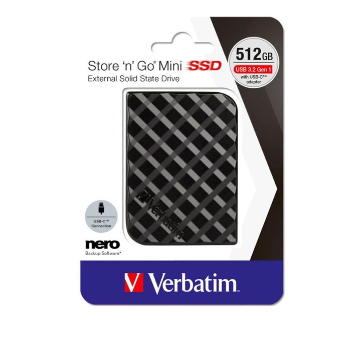 Verbatim 512GB Store N Go Mini USB 3.2  Black Taşınabilir Harici Ssd Disk