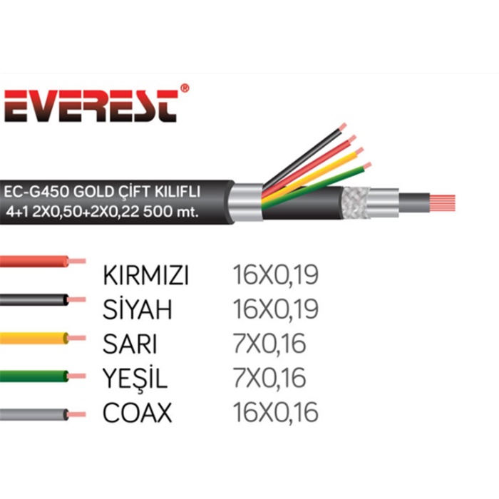 Everest EC-G450 4+1 Gold Çift Kılıflı 500M CCTV Kablo