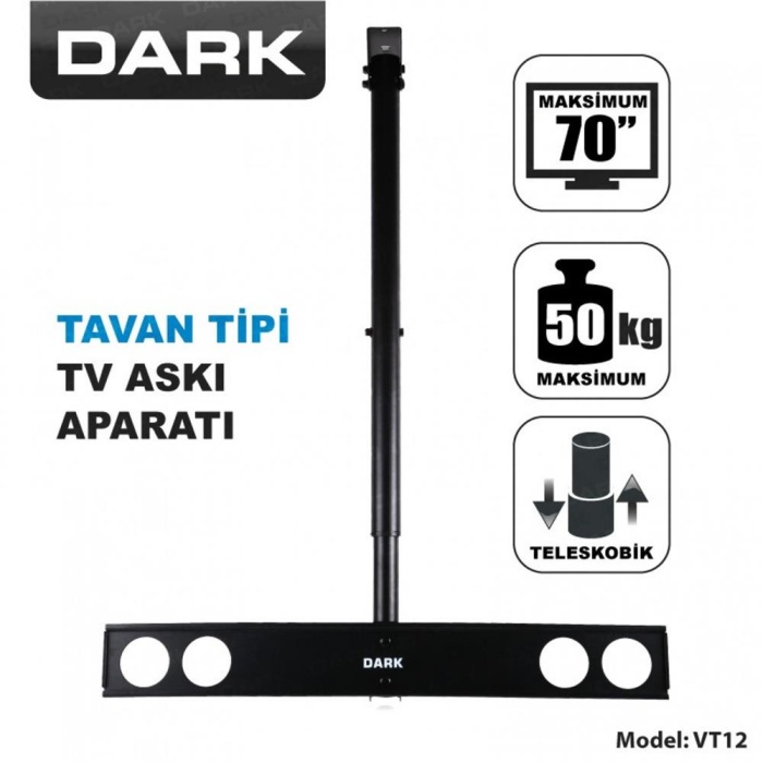 Dark VT12 37- 70 Tavan Tipi Hareketli, Yükseklik Ayarlı TV Askı Aparatı