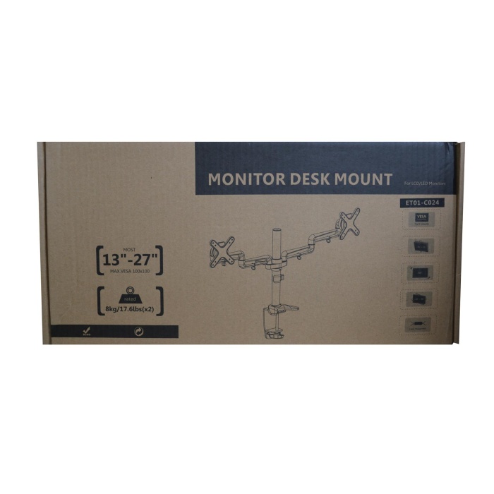 Mount-It Mı 13-27 Tv Monitör Askı Aparatı Lcd- Led Hareketli Amortisörlü Çift Kollu Masa Montajlı