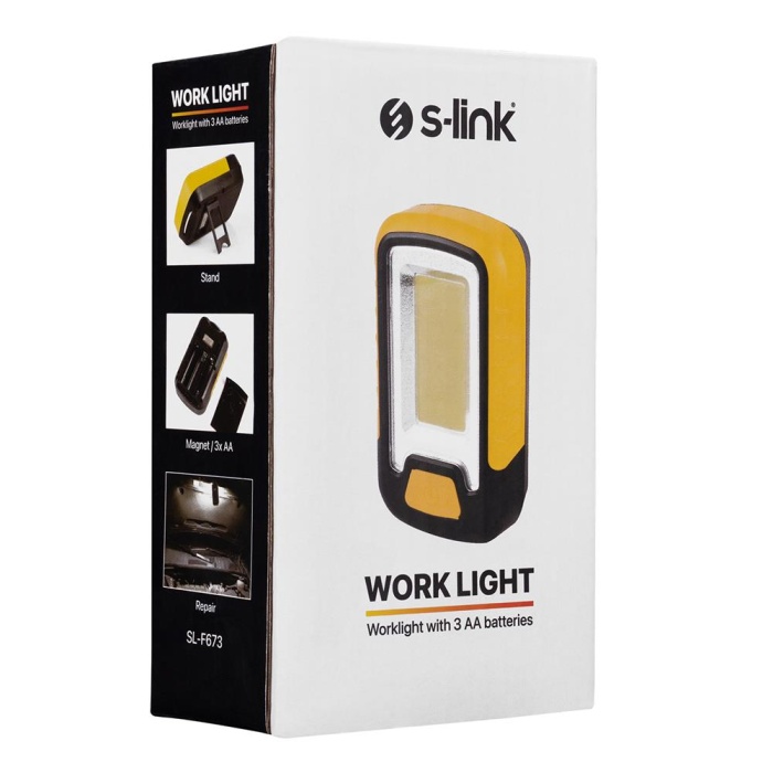 S-link SL-F673 3W Cob Led 3x AA 1.5V Pil Manyetik Tutuculu El Feneri