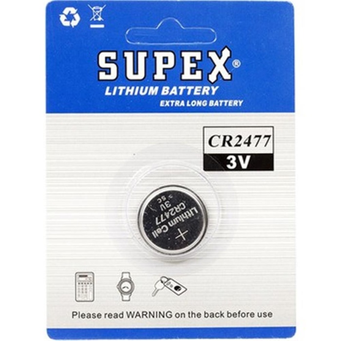 Supex CR2477 3V Lityum Tekli Paket Pil