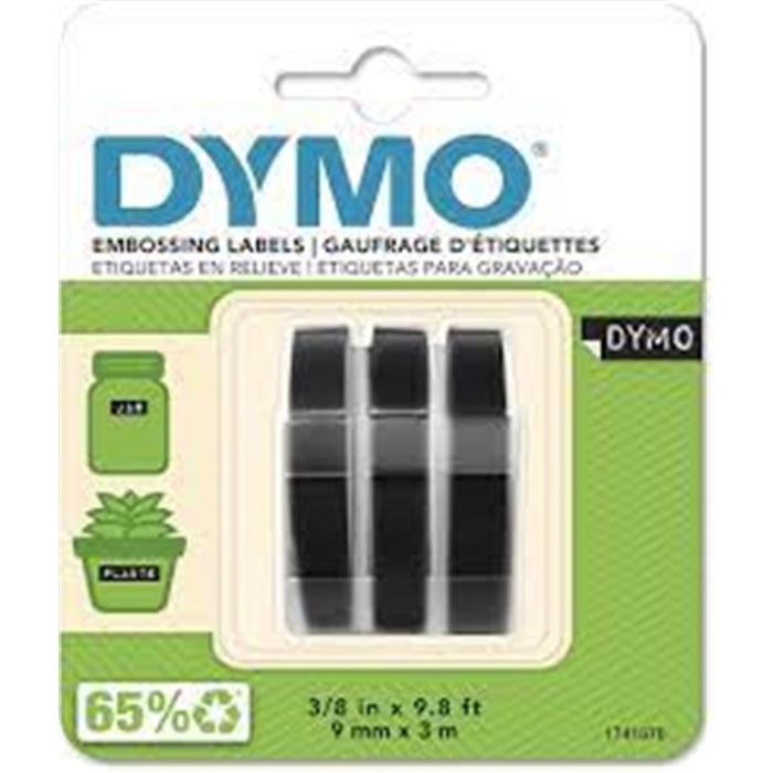 DYMO S0847730 Kabartma Şerit Rhino  9 mmx3 mt 3lü Siyah Şerit