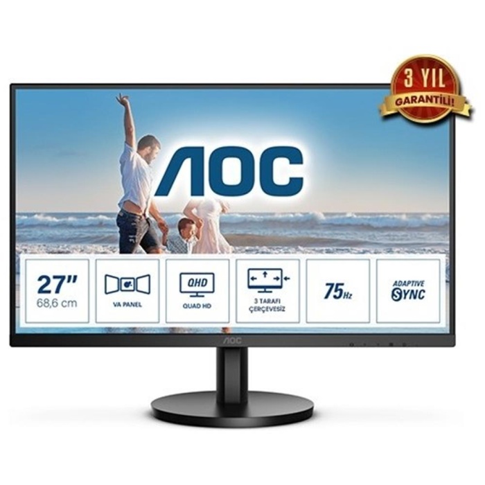 Aoc 27 Q27B3MA 75Hz 4ms Qhd HDMI Dp Va Flat Antiglare Freesync Monitör