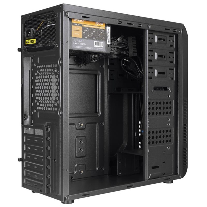 EVEREST 318B 300W PEAK SİYAH METAL PANEL ATX MİD-T PC KASASI