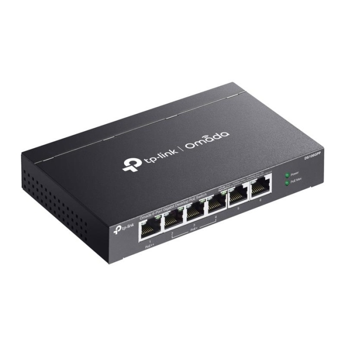 TP-LINK OMADA DS106GPP 4 PORT GIGABIT+2 PORT GIGABIT UPLINK 64W 250 METRE POE MESAFE METAL KASA SWITCH