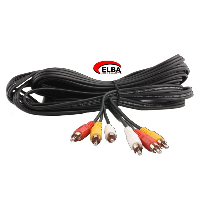 ELBA C0642 3RCA-3RCA Stereo 5mt Kablo