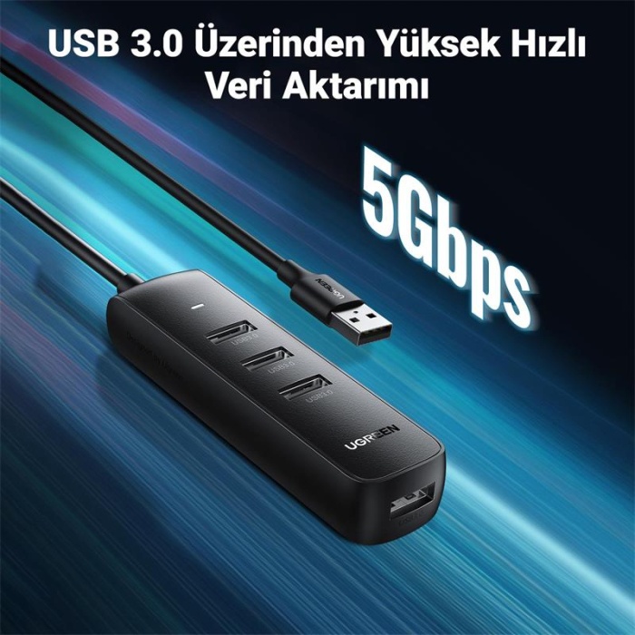 UGREEN USB 3.0 4-PORT HUB 0.25MT SİYAH 10915