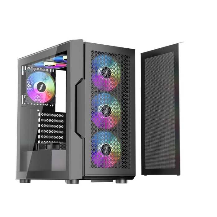 1ST PLAYER TRILOBITE T7 SİYAH 750W 80+ ARGB 4X12CM FAN TEMPERLİ CAM MESH USB 3.0 ATX KASA