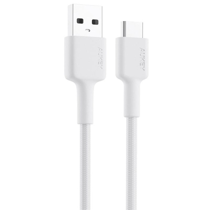 AUKEY CB-CD30-WH NAYLON ÖRGÜLÜ USB-A TYPE-C ŞARJ KABLOSU 0.9MT