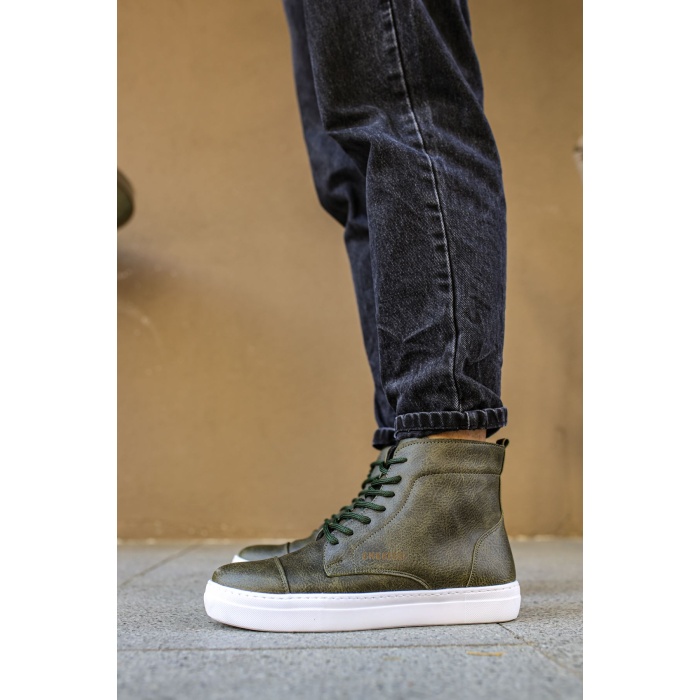 CH029 CBT Vulcanized Lace Up Erkek Bot HAKI