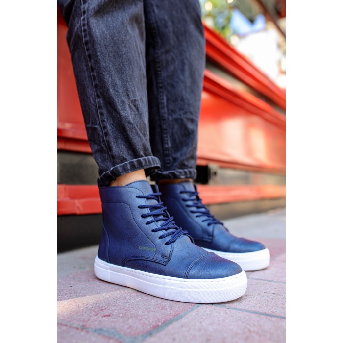 CH029 CBT Vulcanized Lace Up Erkek Bot LACIVERT