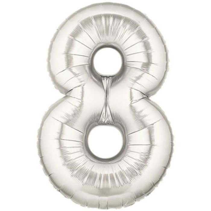 Şekilli Supershape Silver Rakam Folyo Balon 8 Numara