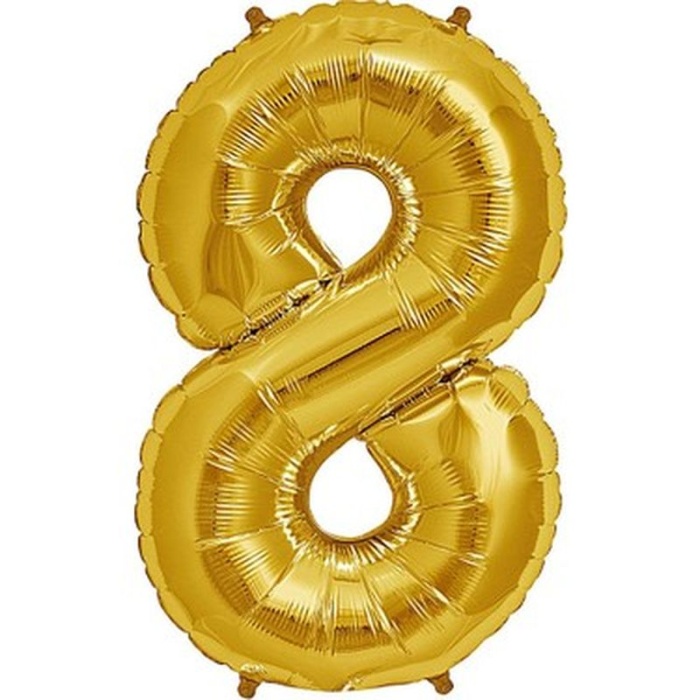 Şekilli Supershape Gold Rakam Folyo Balon 8 Numara