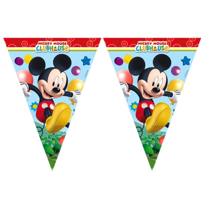 Mickey Mouse Temalı Üçgen Bayrak Flama Süsleme 3.2 Metre