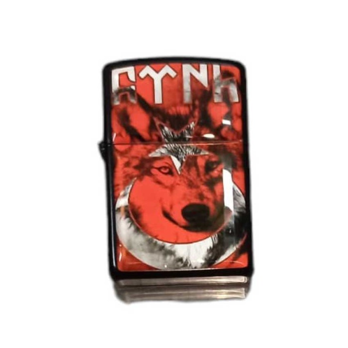 Damla Baskılı Zippo Çakmak + Benzin Kayı AYYILDIZ Kurt