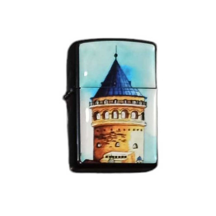 Damla Baskılı Zippo Çakmak + Benzin Galata