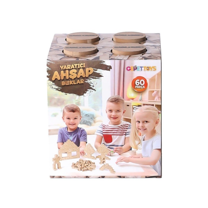 YAB-60 Eğitici Ahşap Bloklar 60 Parça -Gepettoys