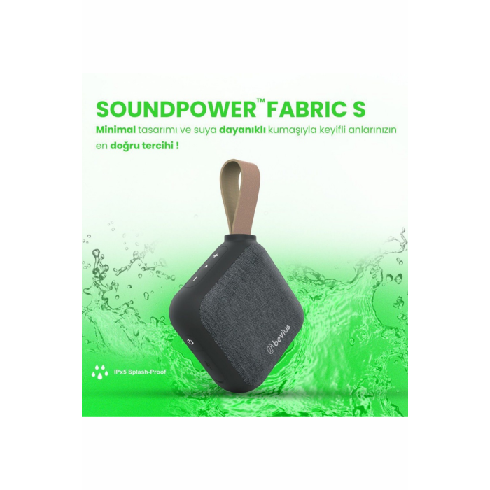 Bluetooth Taşınabilir Siyah Hoparlör SoundPower Fabric S BVS-S70 Kumaş Tasarım