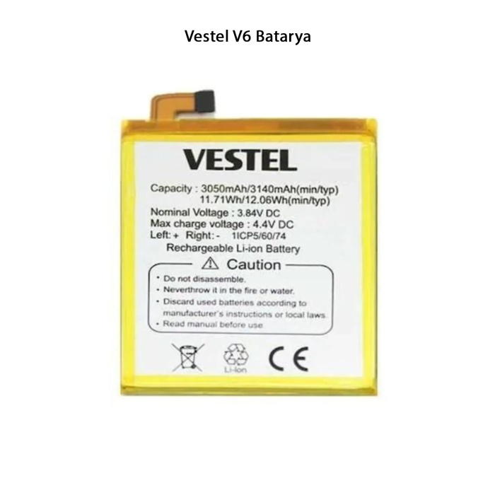 Vestel V6 Telefonlarla Uyumlu Batarya 3050 mAh