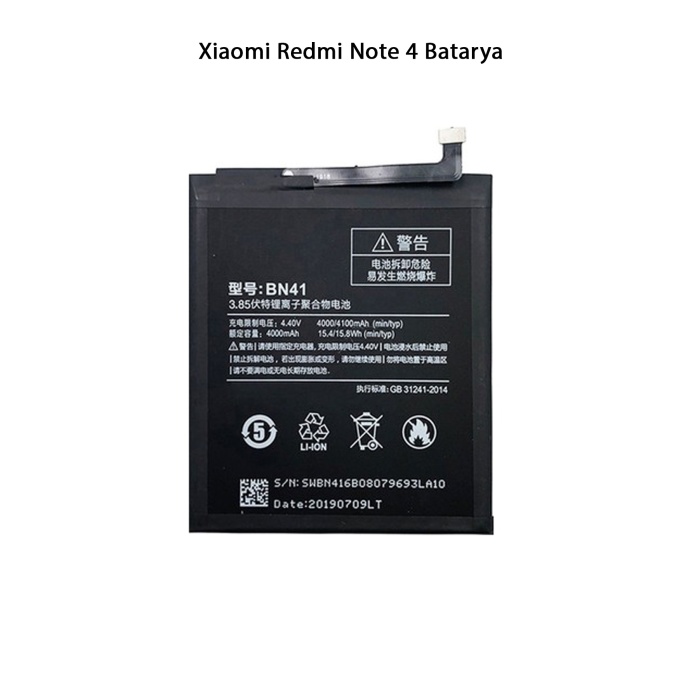 Xiaomi Redmi Note 4 Telefonlarla Uyumlu Batarya 4100 mAh